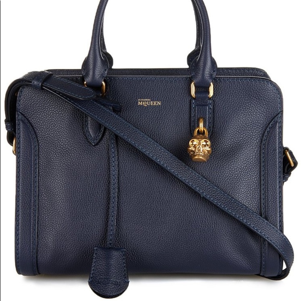 Navy blue Alexander McQueen padlock bag